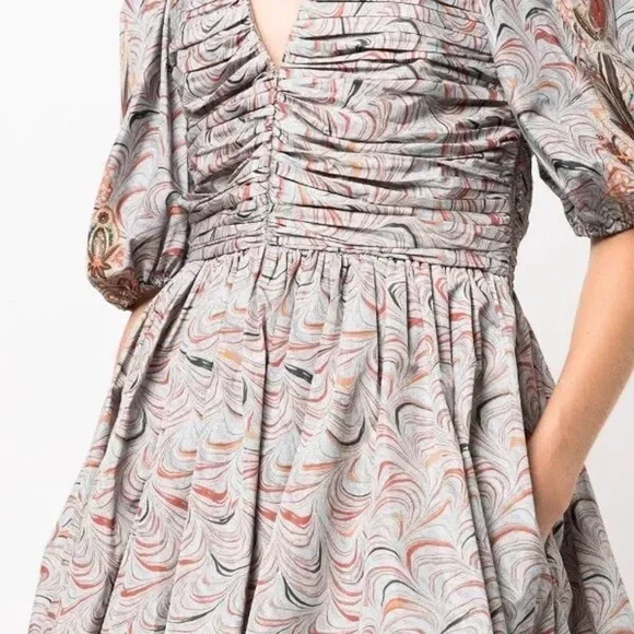 Ulla Johnson Gwen Blue Puff Sleeve Mini Dress Size Small (4) - Picture 5 of 10